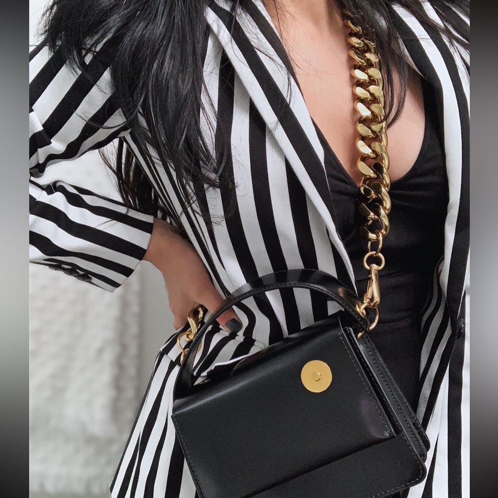 Frame black and white striped blazer